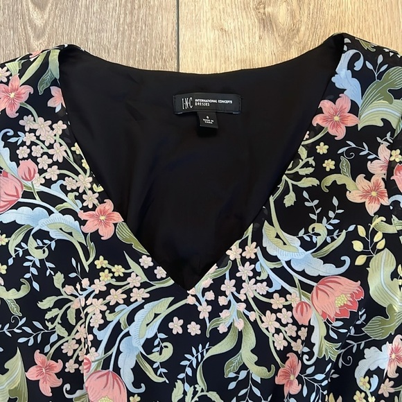 INC Floral Tie Waist V-Neck Maxi - Picture 3 of 5